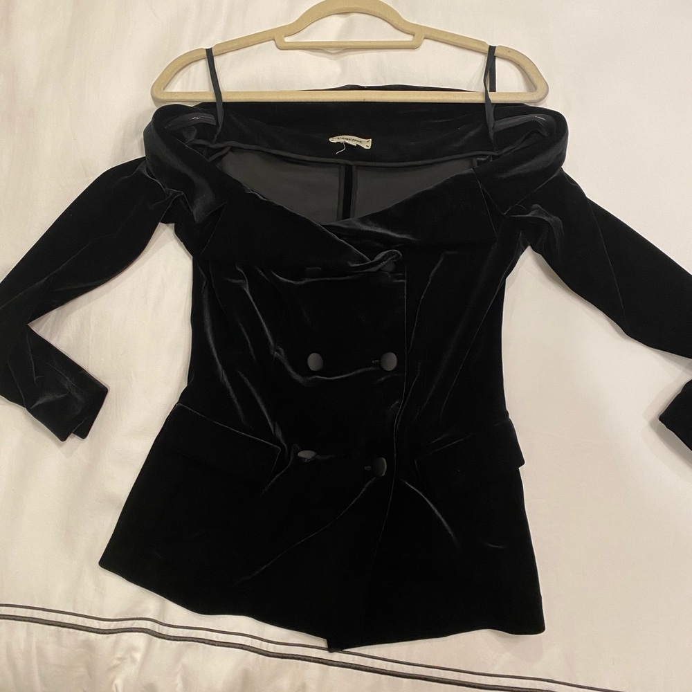 L’Agence off the shoulder velvet top